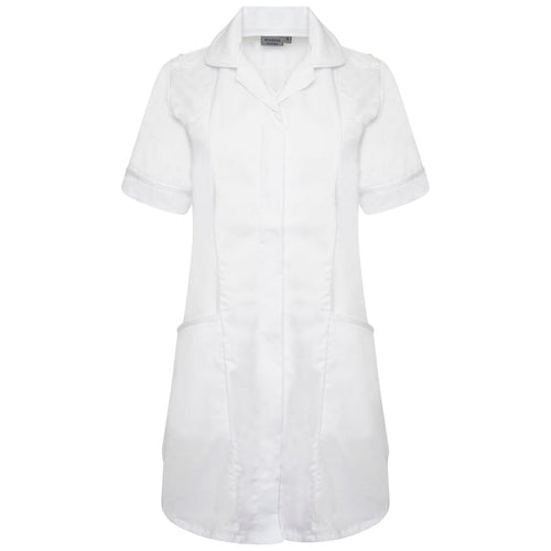 Behrens ladies professional tunic with epaulette loops round collar princess seams concealed zip and four pockets