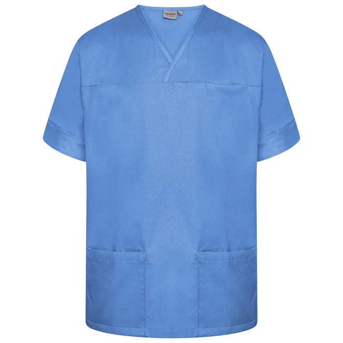 Hospital Blue Plain Smart Scrub Top-NSTP