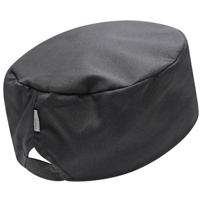 Behrens Chefs Skull Cap white 195g/m² polycotton close-fit skull style with elastic back sizes 2XS–4XL