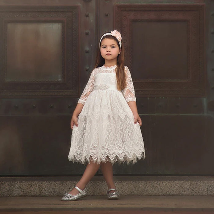 BELLA RAFAELA DRESS & BELT SET- ANTIQUE WHITE