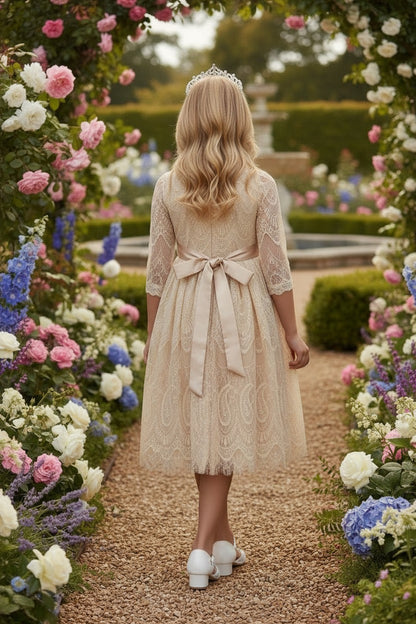 BELLA RAFAELA DRESS & BELT SET-BUTTERSCOTCH