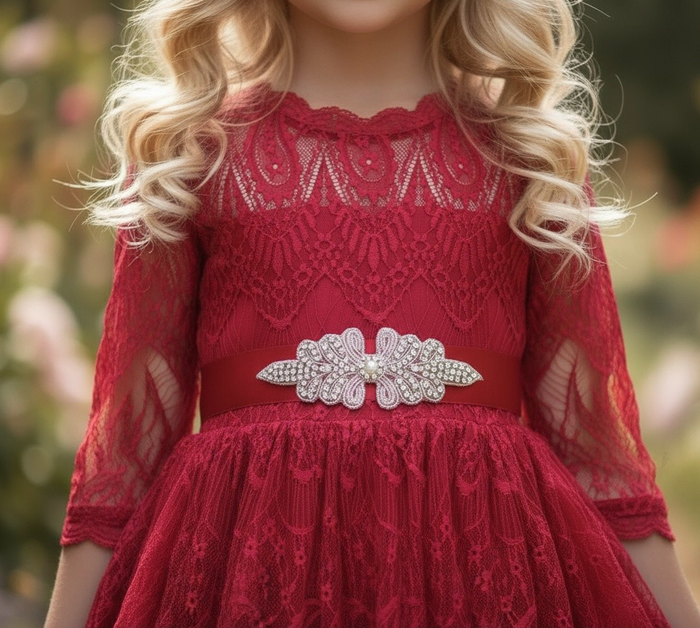 BELLA RAFAELA GOWN & BELT CRIMSON