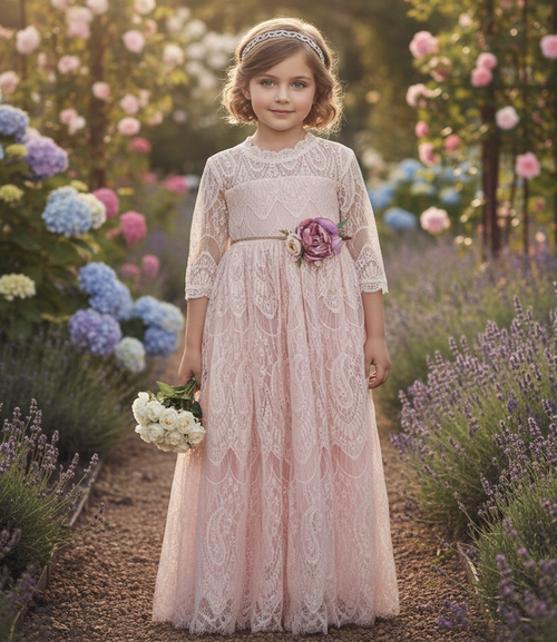BELLA RAFAELA GOWN & BELT SET PINK
