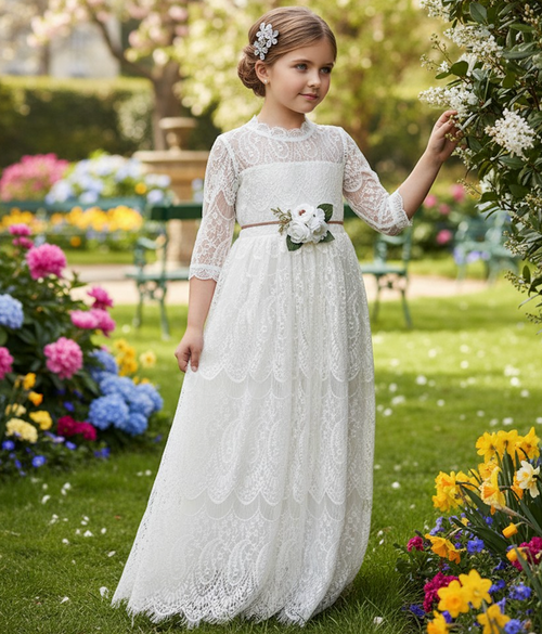 BELLA RAFAELA GOWN & BELT SET WHITE