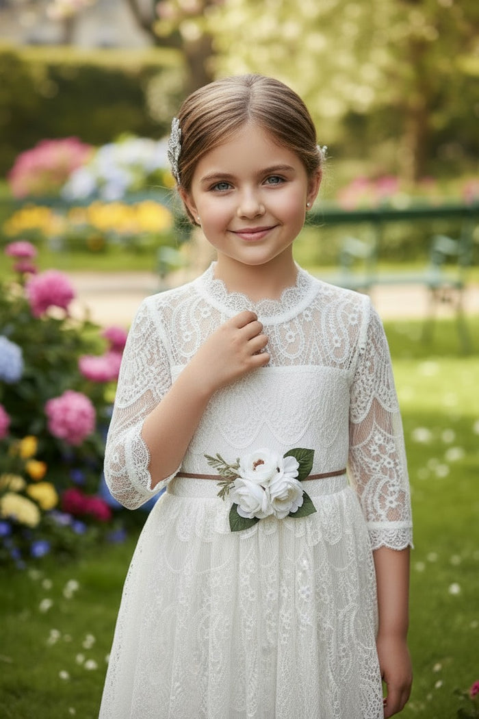 BELLA RAFAELA GOWN & BELT SET WHITE