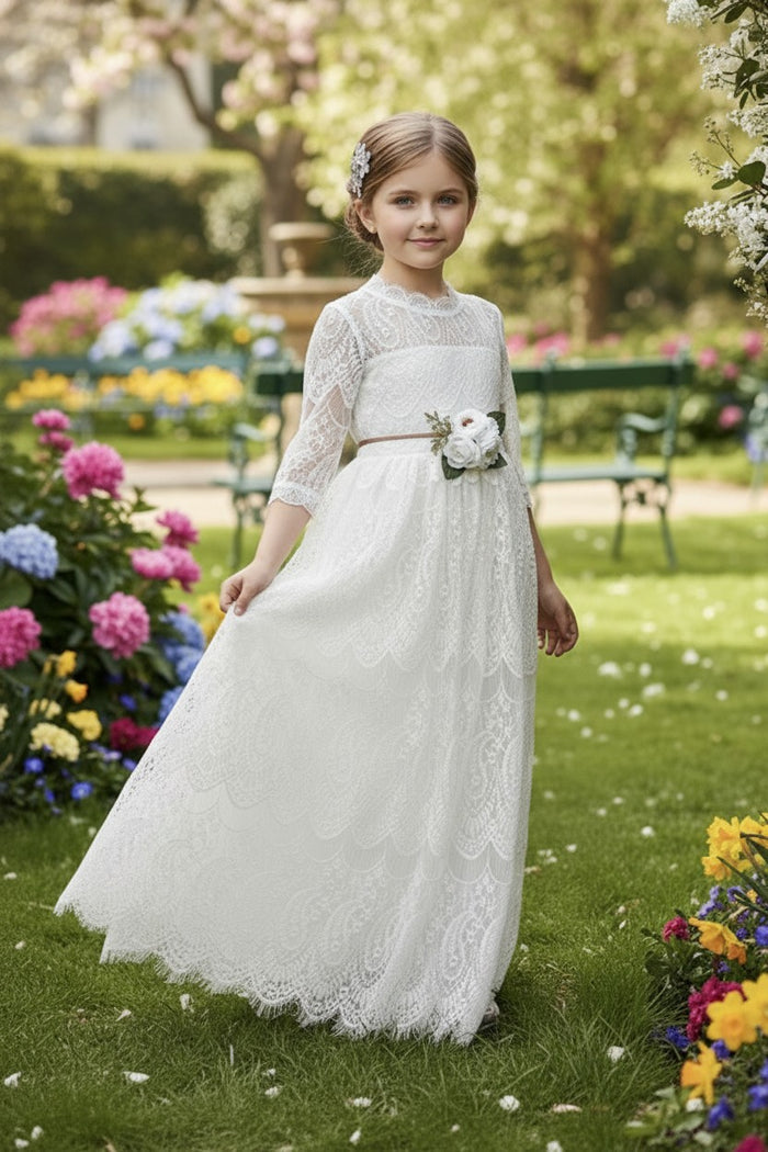 BELLA RAFAELA GOWN & BELT SET WHITE