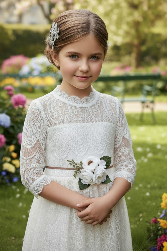 BELLA RAFAELA GOWN & BELT SET WHITE