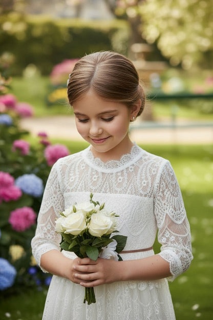 BELLA RAFAELA GOWN & BELT SET WHITE