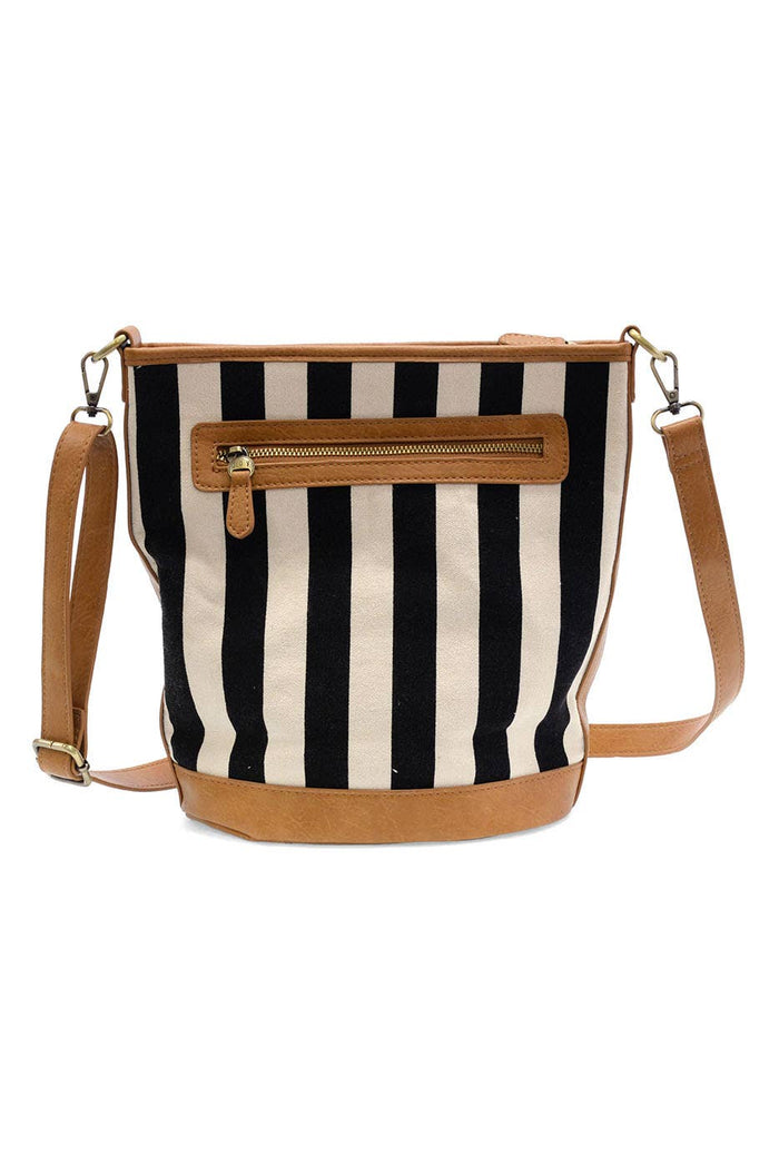 Black Awning Stripe Bucket Canvas Bag