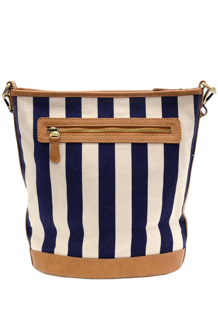 Black Awning Stripe Bucket Canvas Bag