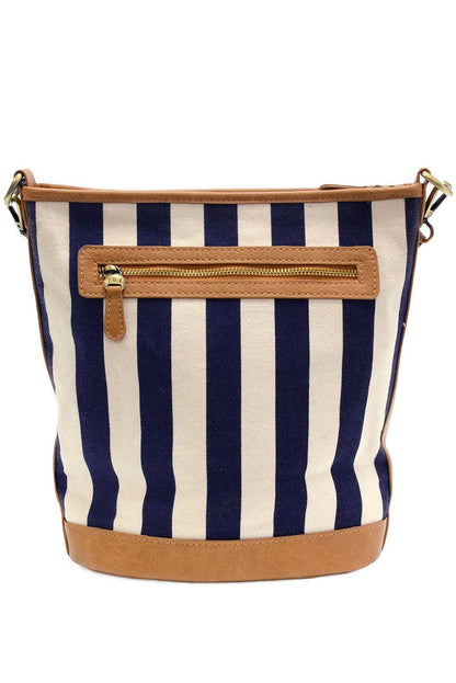 Black Awning Stripe Bucket Canvas Bag