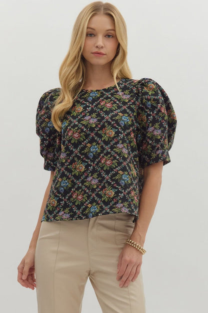 Black Floral Top