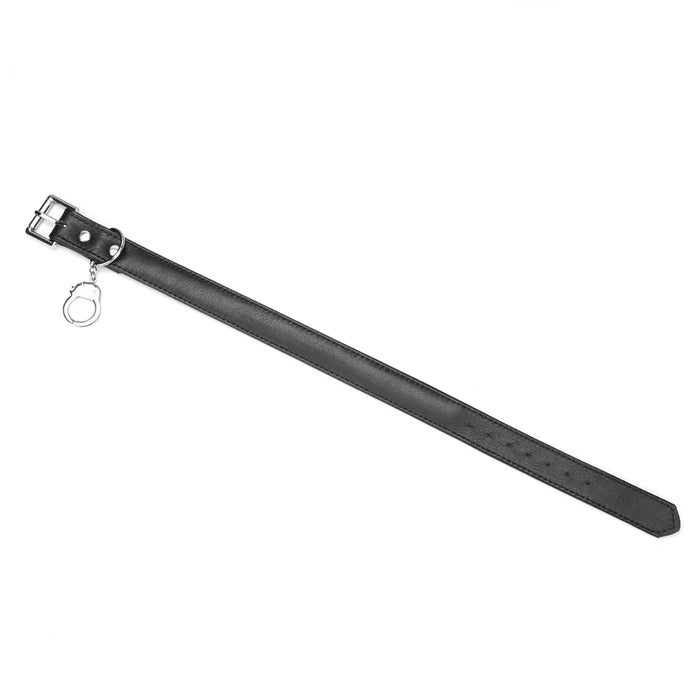 Black Leather Choker with Handcuff