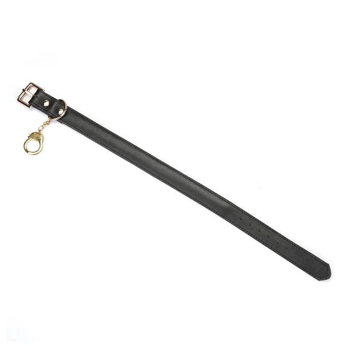 Black Leather Choker with Handcuff
