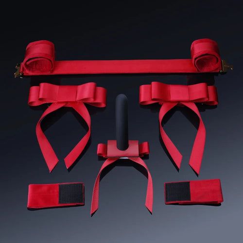 Bowknot Spreader Bar w/ Dildo Mounting Restraint Set