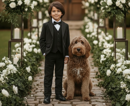 BOYS SAVILLE ROW BLACK TUXEDO 3PC. SET