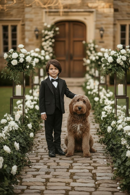 BOYS SAVILLE ROW BLACK TUXEDO 3PC. SET