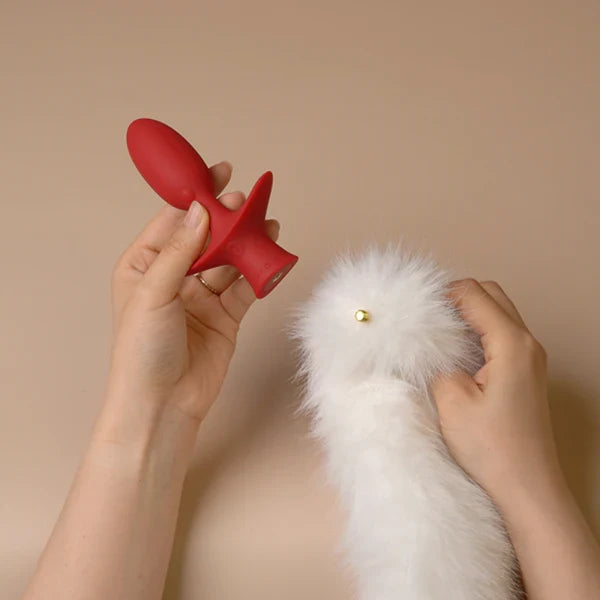 Brown Remote-control Swinging & Vibrating Faux Fur Tail Plug