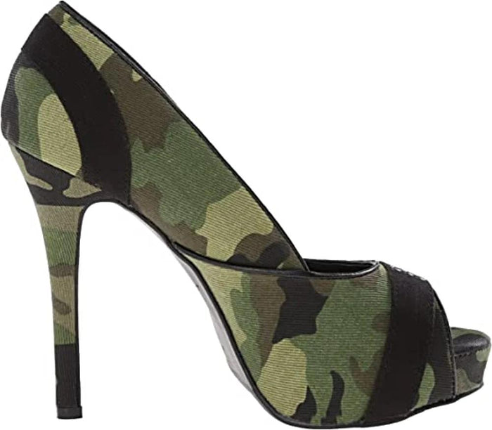 Camo High Heel Shoes - Ellie Shoes 423-PFC Women's 4" Open Toe Pump in Camo/Black - Women's Camo Pumps