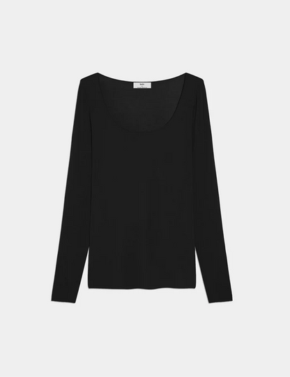 | Cashmere Mist Scoop Top shown front-facing against a light gray background | Black