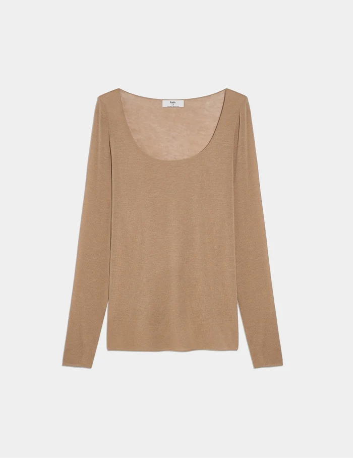 | Cashmere Mist Scoop Top shown front-facing against a light gray background | Cashew