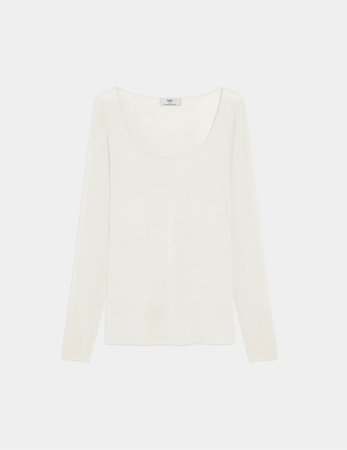 | Cashmere Mist Scoop Top shown front-facing against a light gray background | Ivory