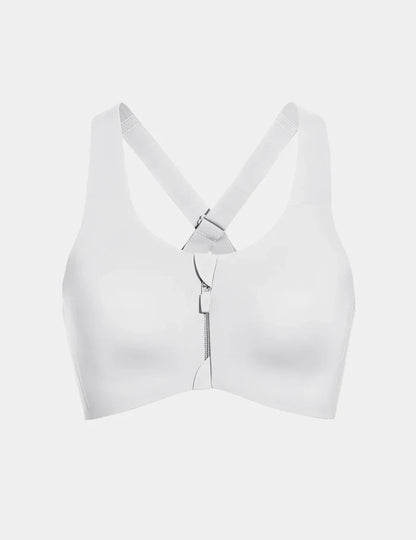| Front view of model highlighting the coverage and fit | White