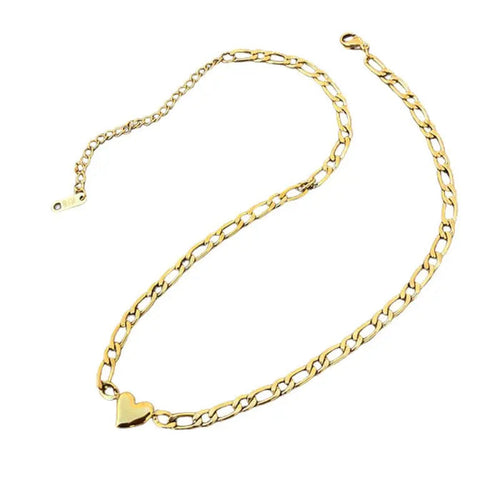 Chic Gold-Plated Heart Charm Choker with Extendable Chain Crushes.