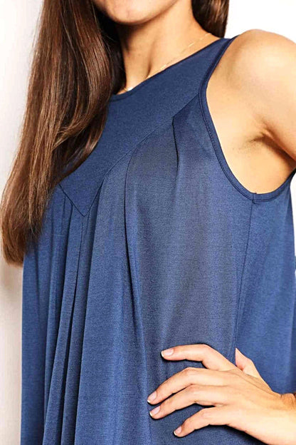 Chic Sleeveless Mini Dress with Round Neckline - Solid Opaque Style for Effortless Elegance Trendsi