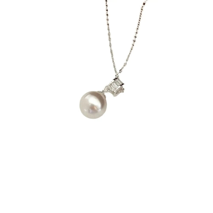 Classic Essential Unique Pearl Sterling Silver S925 Pendant Necklace Crushes.