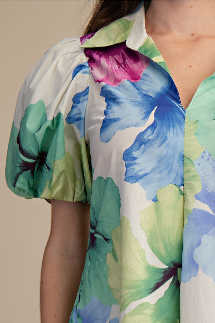 Collar V-Neck Pleated Midi Dress