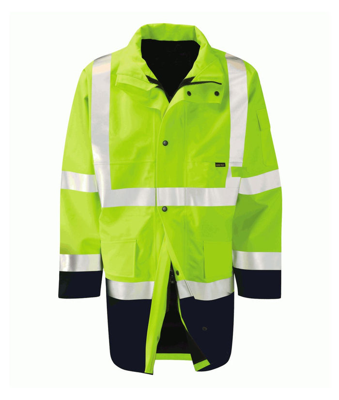 Congo 2 Layer Gore-Tex Hi-Vis jacket with heat-applied reflective tape double storm flap two-way zip and sleeve phone pocket
