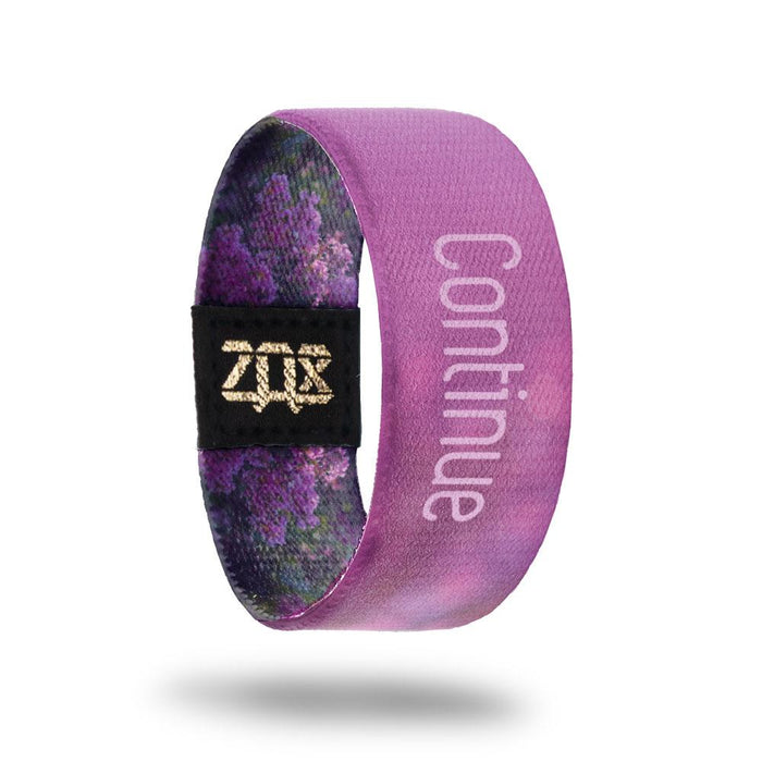 Inside design for Continue: Lighter shade of purple with the name Continue at the center.