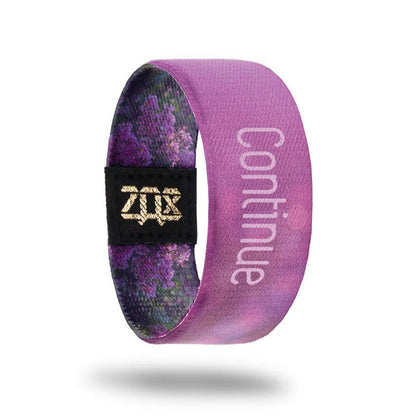 Inside design for Continue: Lighter shade of purple with the name Continue at the center.
