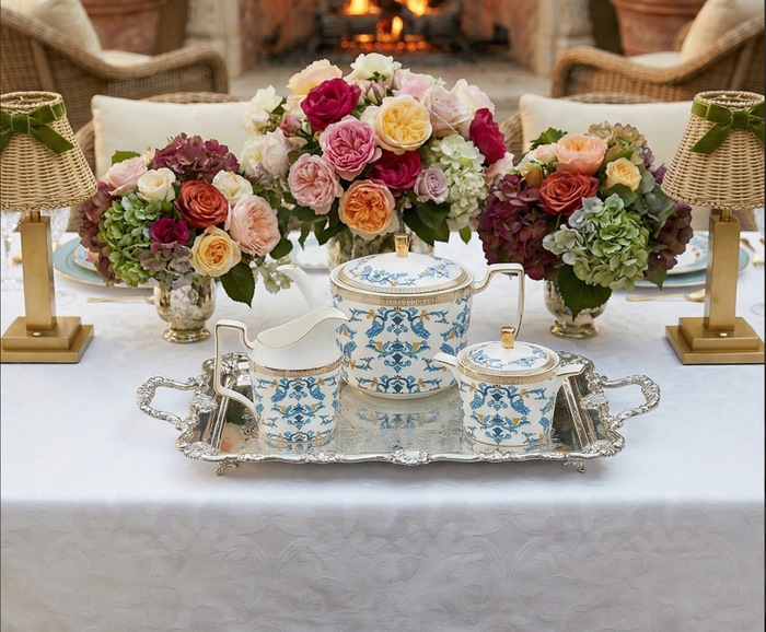 CORINNE 3PC. BONE CHINA TEA SERVICE