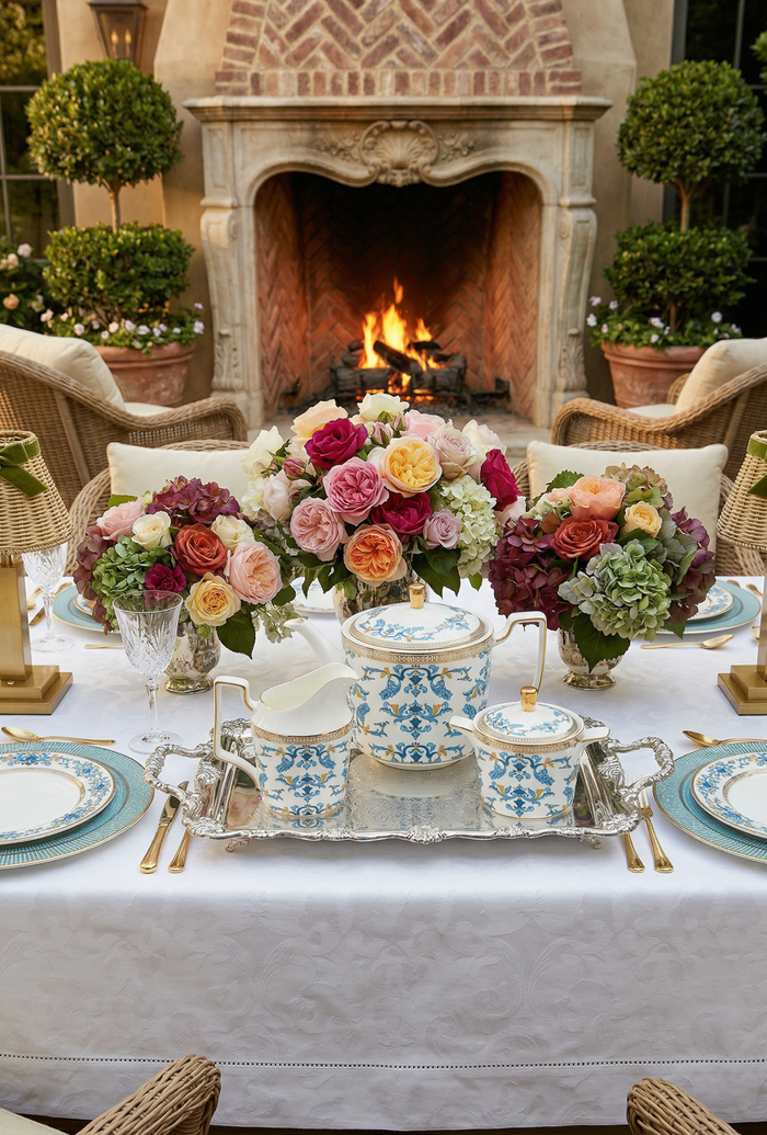 CORINNE 3PC. BONE CHINA TEA SERVICE