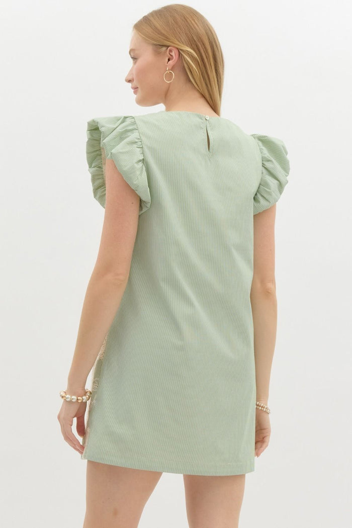 Crochet Panel Round Neck Pullover Mini Dress