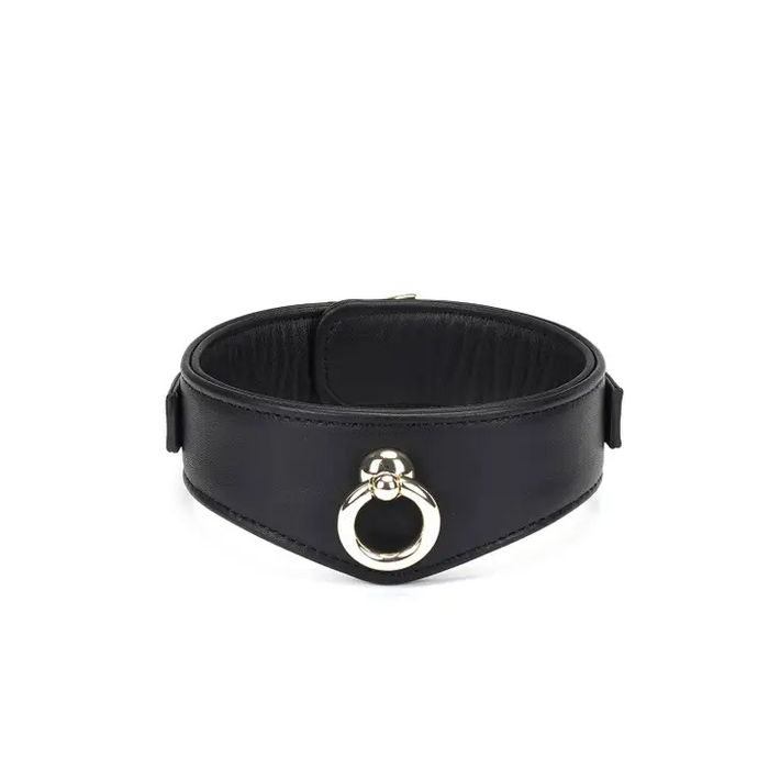 Dark Secret Curved Leather Collar With Lock