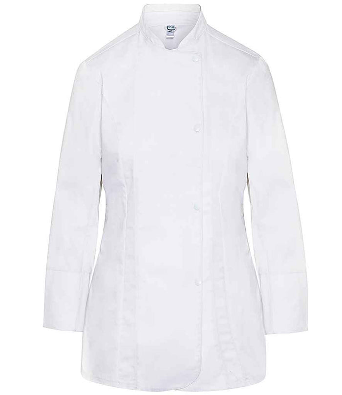Dennys Ladies Long Sleeve Premium Chef's Jacket | White - Eg Clothing UK