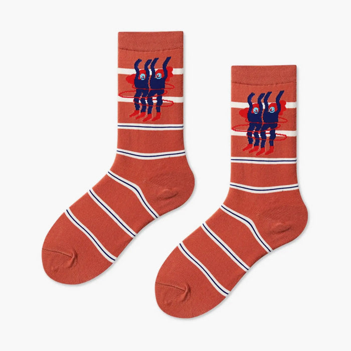 Designed Women Cartoon Fashion Crew Casual Cotton Socks - Pantsnsox