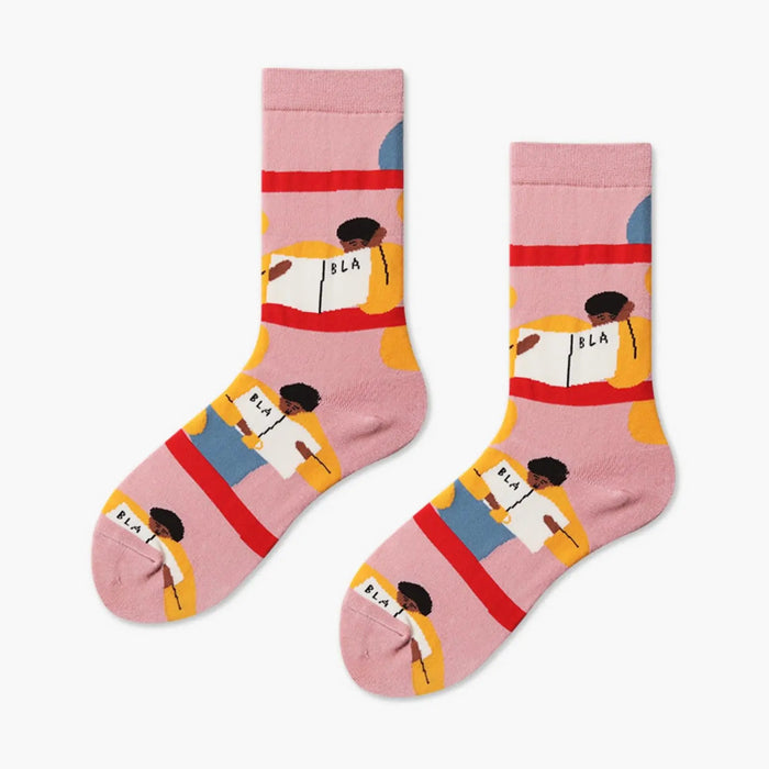 Designed Women Cartoon Fashion Crew Casual Cotton Socks - Pantsnsox