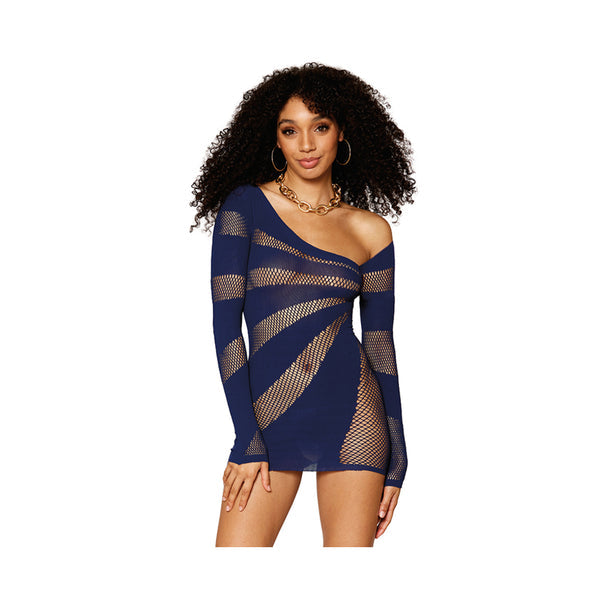 DG Stripey one-Shoulder Fishnet Chemise