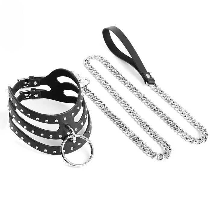 Diamant Vegan Leather Collar with Leash