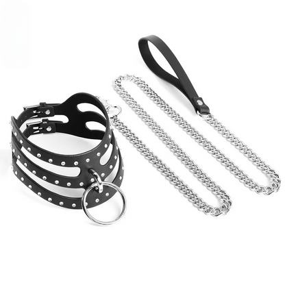 Diamant Vegan Leather Collar with Leash