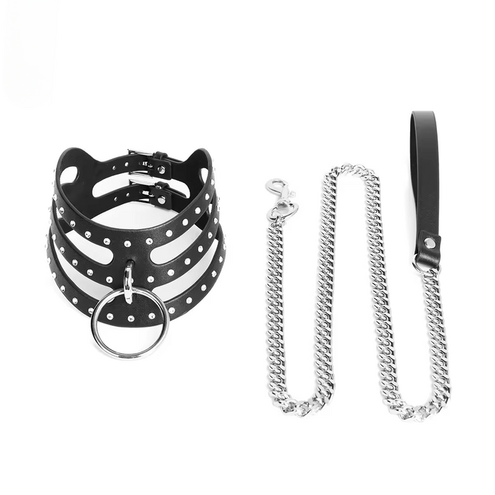 Diamant Vegan Leather Collar with Leash