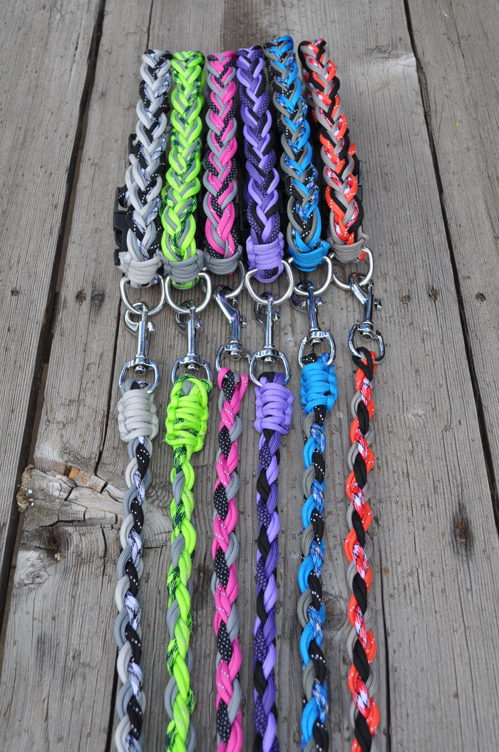 Dog Dog Cat Paracord Dog Leash-Orange/red/reflective : 6' adjustable - Dog.Dog.Cat.