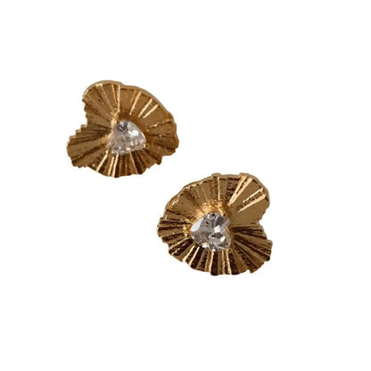 Elegant Gold Plated Sparkling Heart-Shaped Sunburst Stud Earrings Crushes.