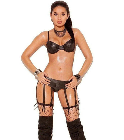Elegant Moments Black Leather Garter Belt with 8 Straps - Queen Size Fashion Accessory Elegant Moments