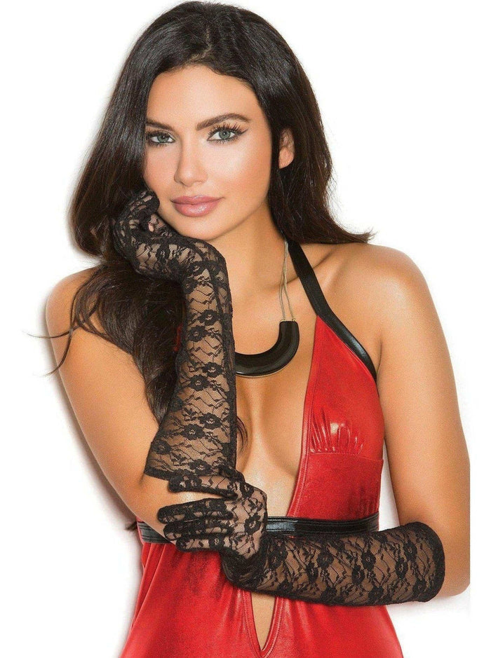 Elegant Moments Elbow Length Lace Gloves - Classic Black or White, Perfect for Formal Events Elegant Moments