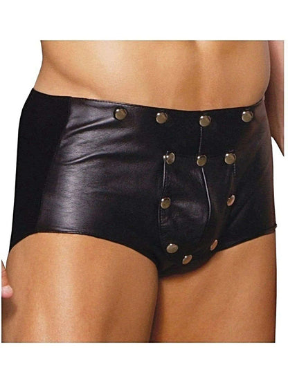 Elegant Moments  Mens Leather Shorts with Breakaway Front & Spandex Sides Elegant Moments